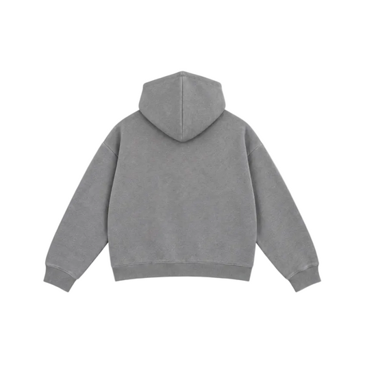 grey zip hoodie – second view – estrella clothing