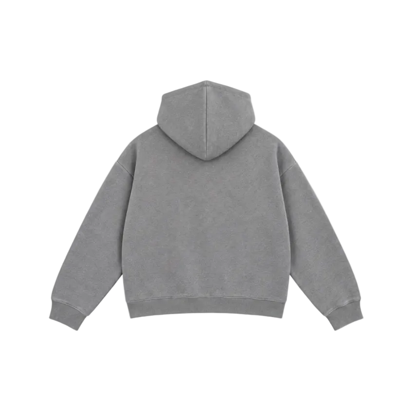 grey zip hoodie – second view – estrella clothing