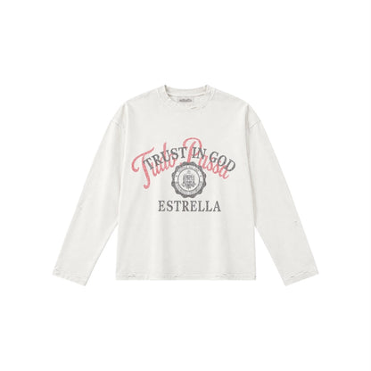 white tudo passa longsleeve with front print – estrella clothing